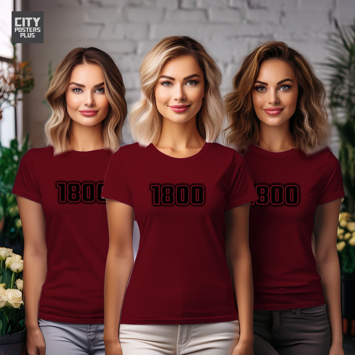 1800 Year Women T-Shirt (Maroon)