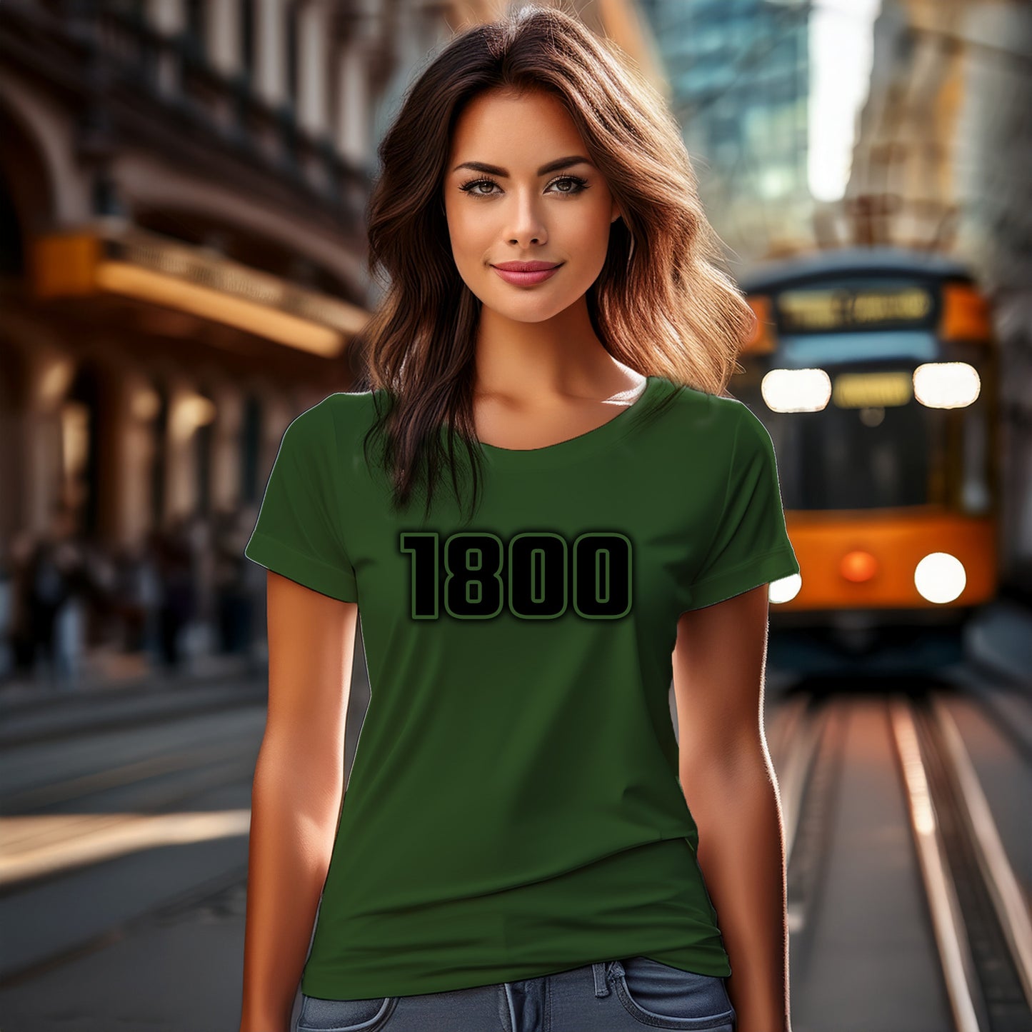 1800 Year Women T-Shirt (Olive Green)