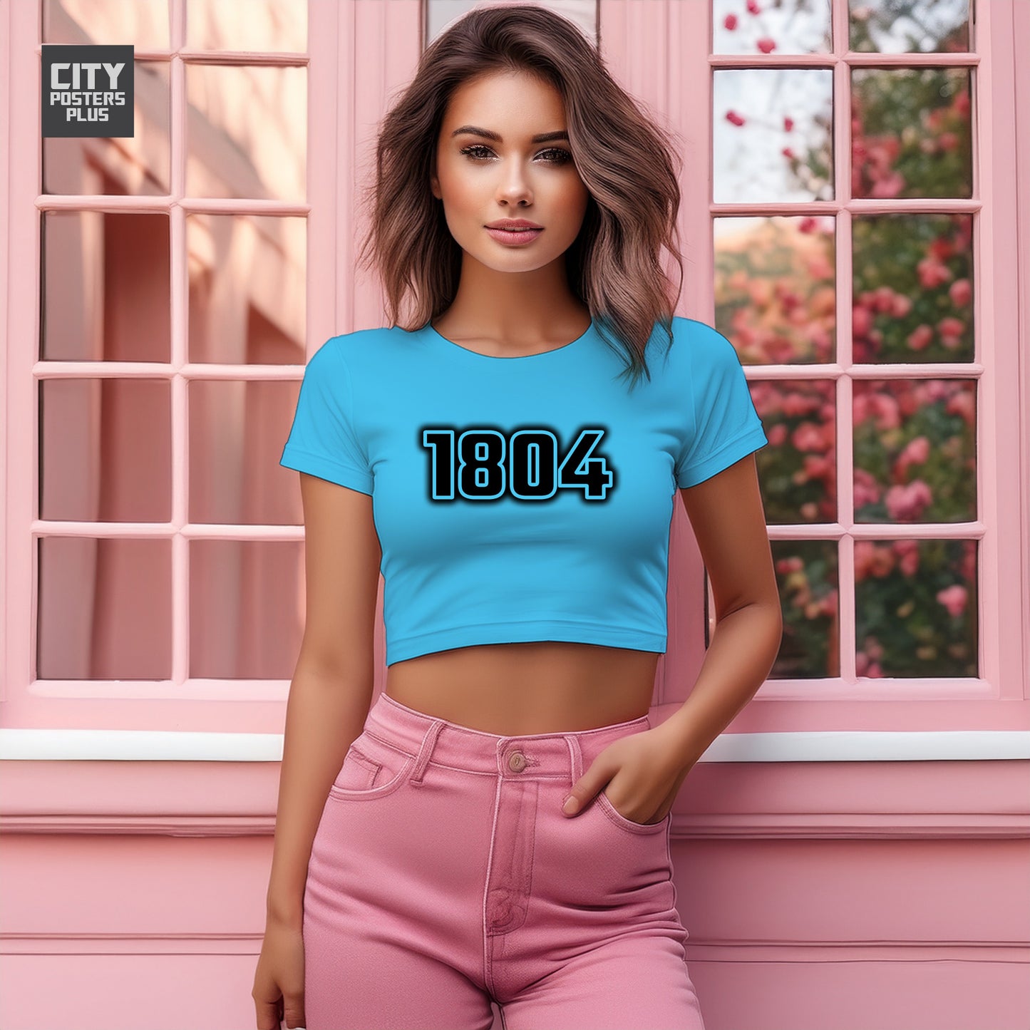 1804 Year Women Crop Top (Sky Blue)
