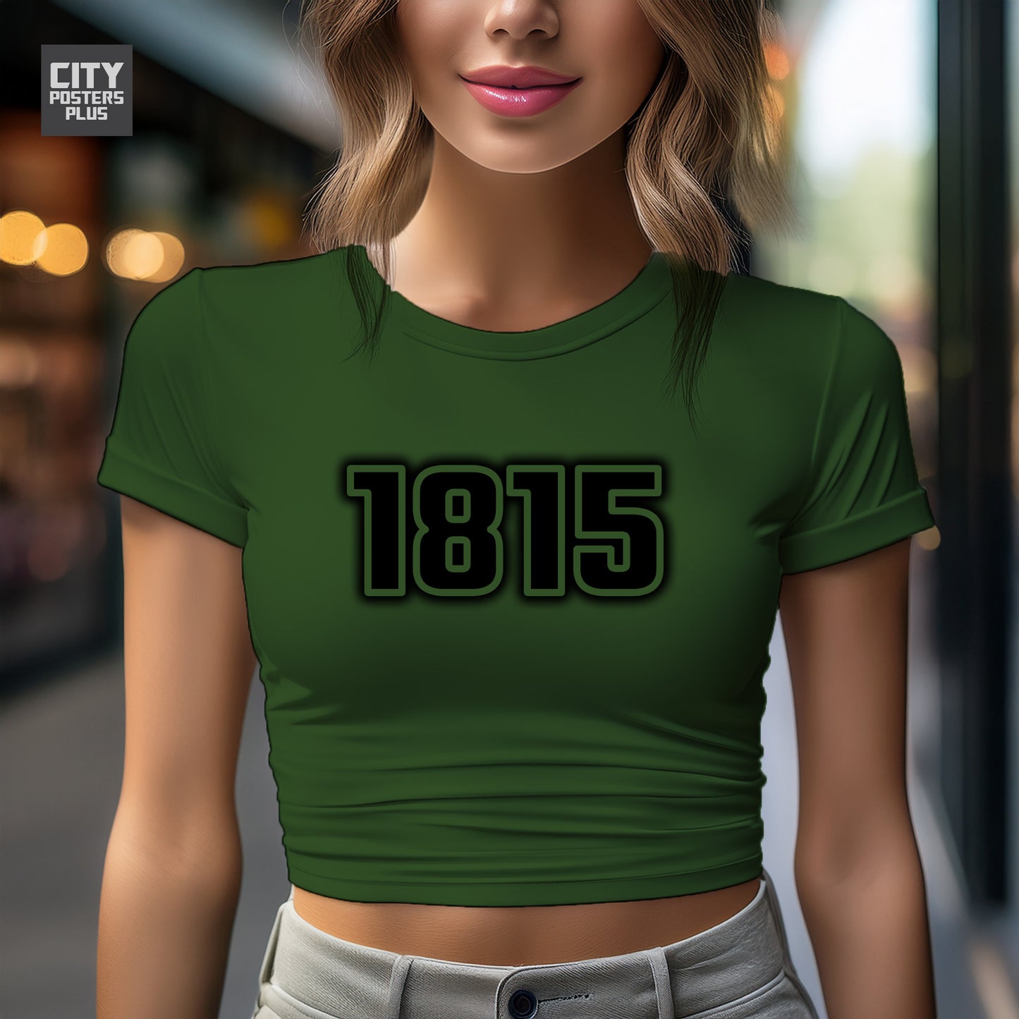 1815 Year Women Crop Top (Olive Green)