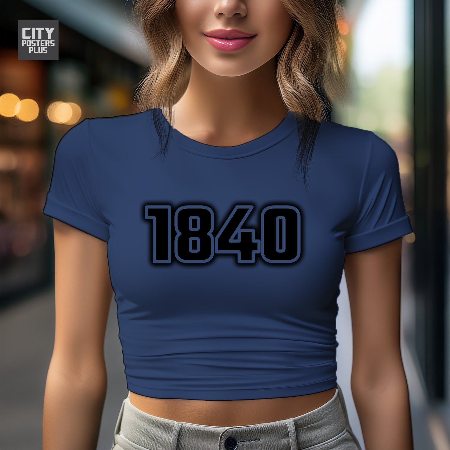 1840 Year Women Crop Top (Navy Blue)