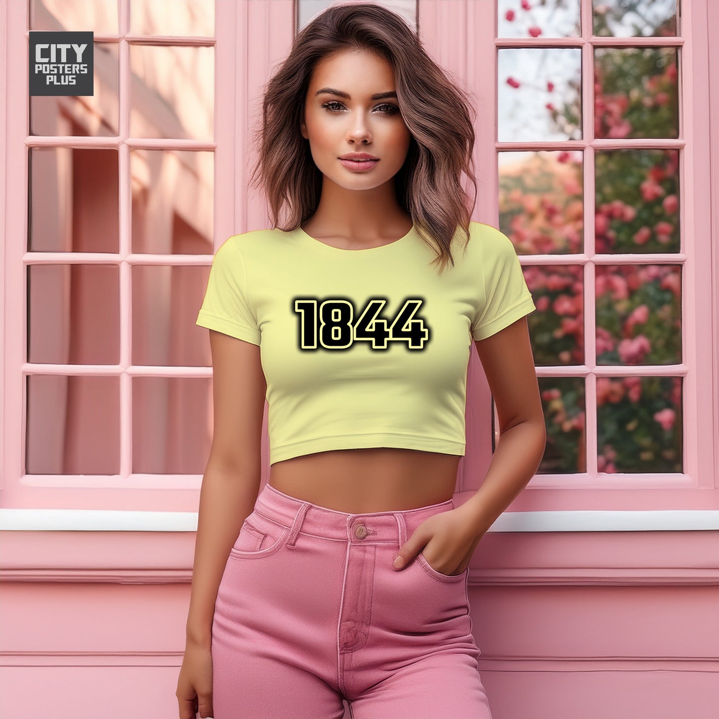 1844 Year Women Crop Top (Butter Yellow)