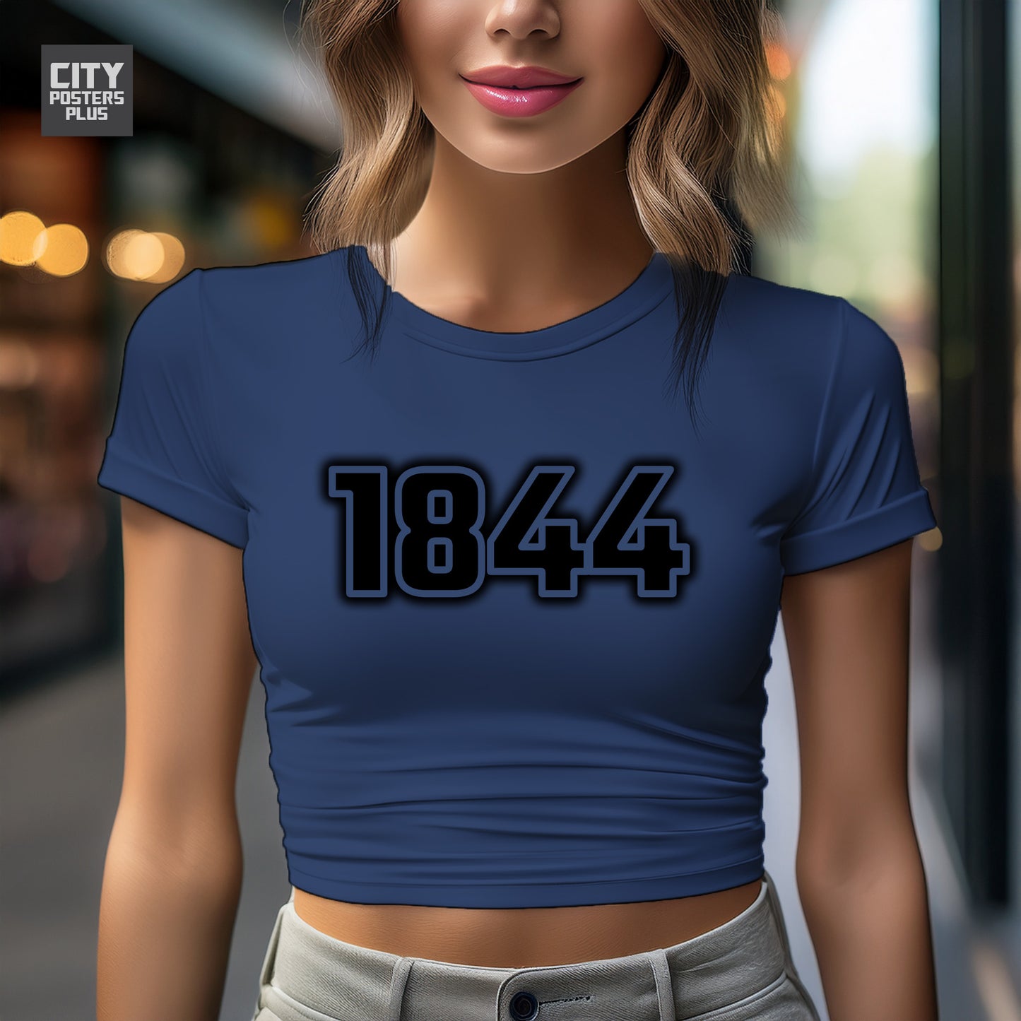 1844 Year Women Crop Top (Navy Blue)