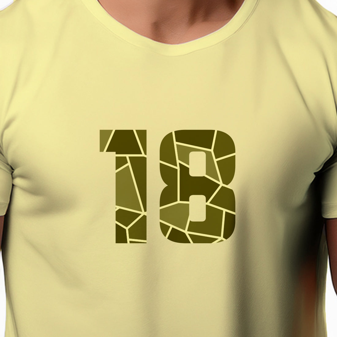 18 Number Men Unisex T-Shirt (Butter Yellow)
