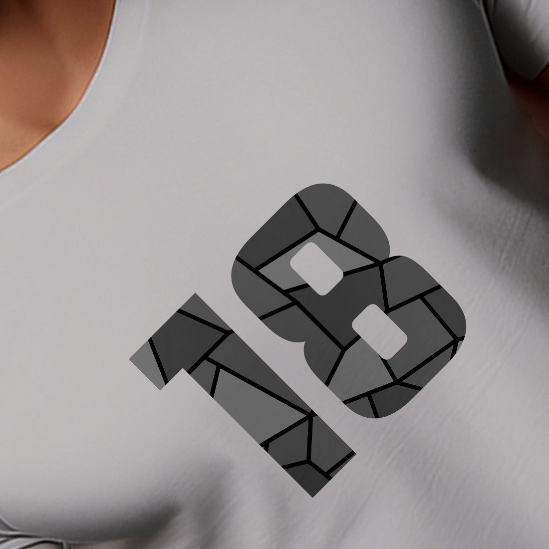 18 Number Men Unisex T-Shirt (Melange Grey)