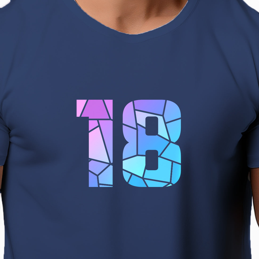 18 Number Men Unisex T-Shirt (Navy Blue)