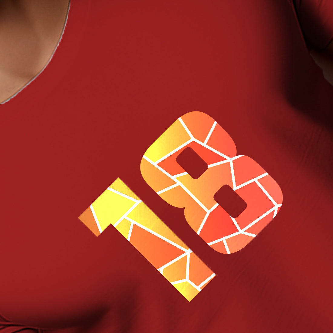 18 Number Men Unisex T-Shirt (Red)