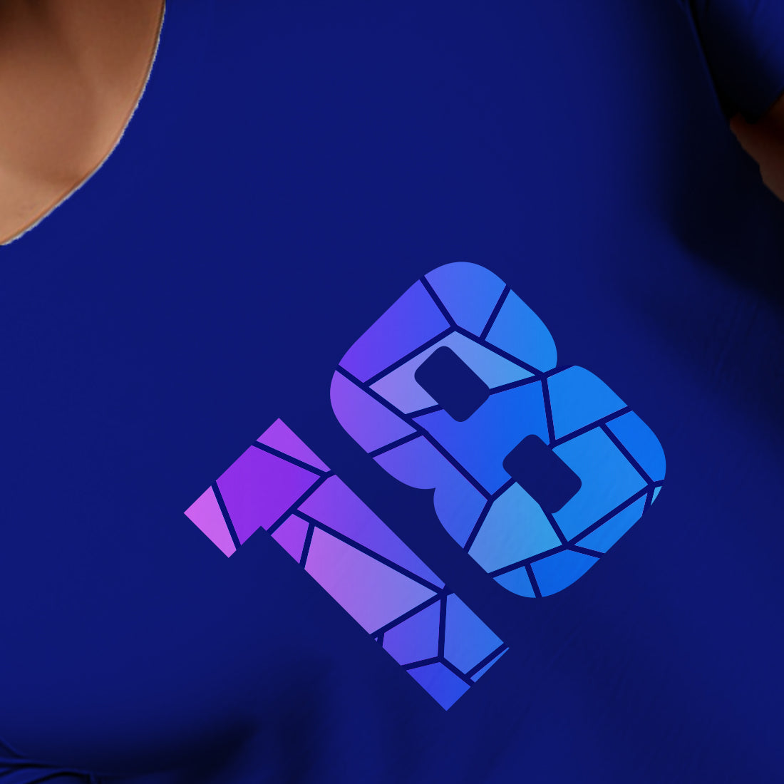 18 Number Men Unisex T-Shirt (Royal Blue)