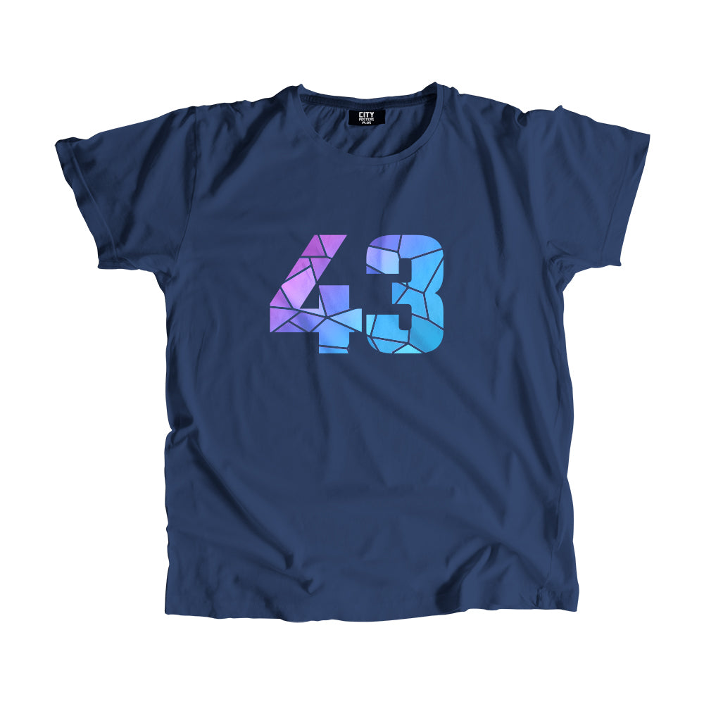 43 Number Men Unisex T-Shirt (Navy Blue)