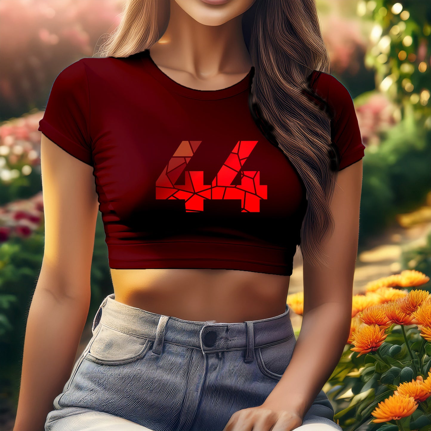 44 Number Women Crop Top (Maroon)
