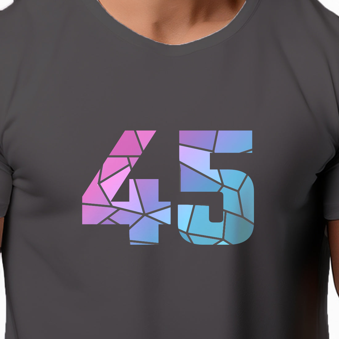 45 Number Men Unisex T-Shirt (Charcoal Grey)