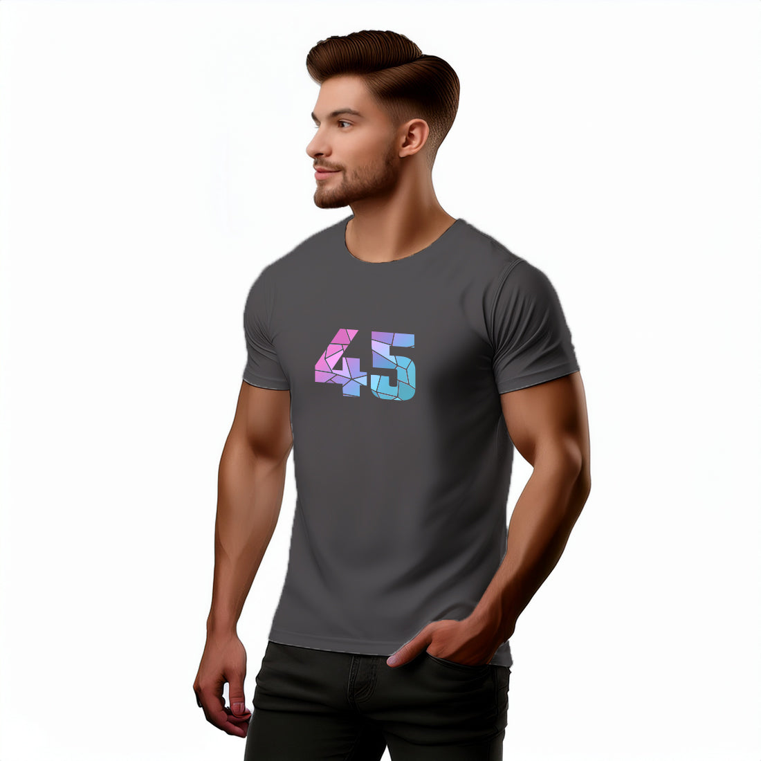 45 Number Men Unisex T-Shirt (Charcoal Grey)