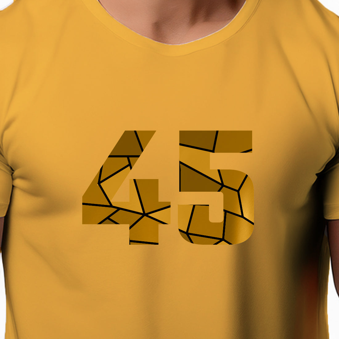 45 Number Men Unisex T-Shirt (Golden Yellow)