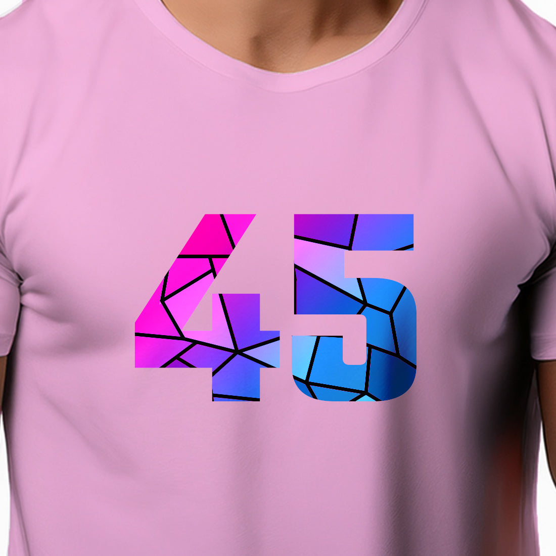45 Number Men Unisex T-Shirt (Light Pink)
