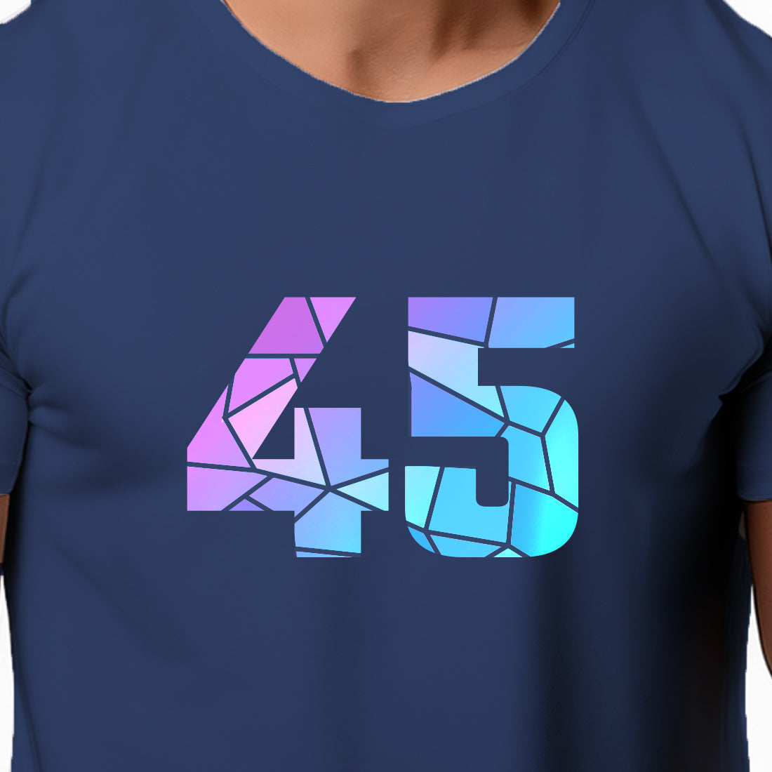 45 Number Men Unisex T-Shirt (Navy Blue)