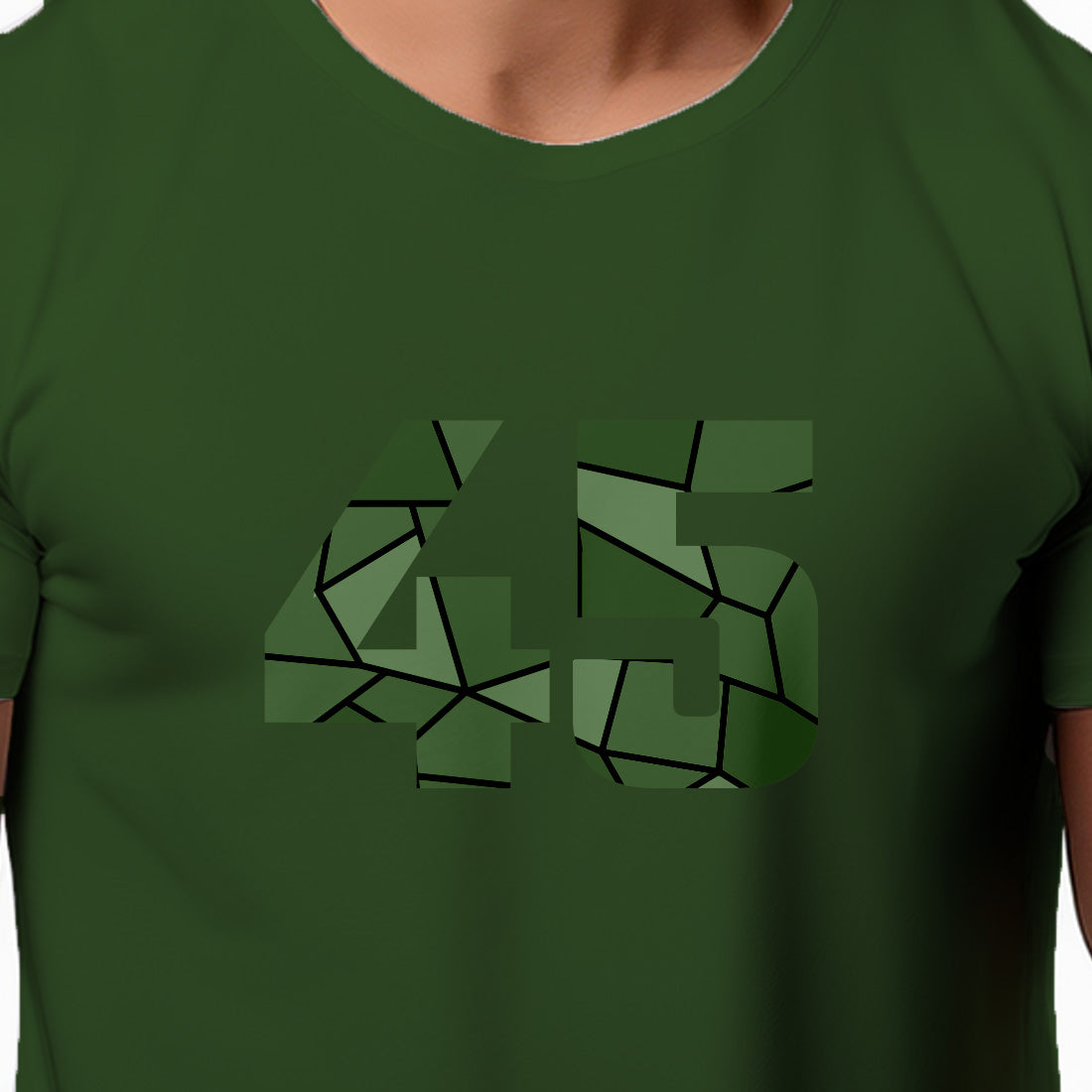 45 Number Men Unisex T-Shirt (Olive Green)