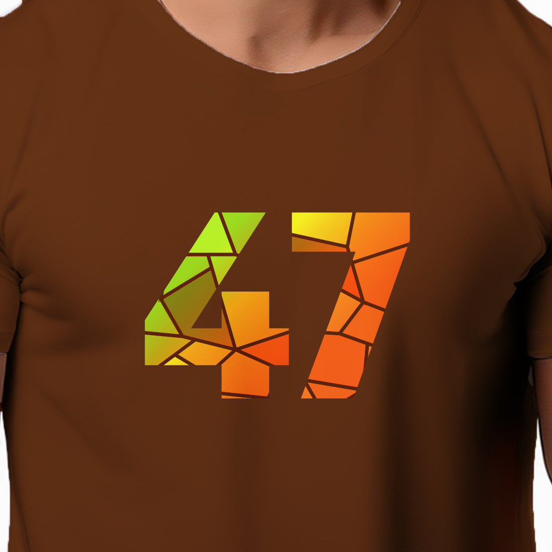 47 Number Men Unisex T-Shirt (Brown)