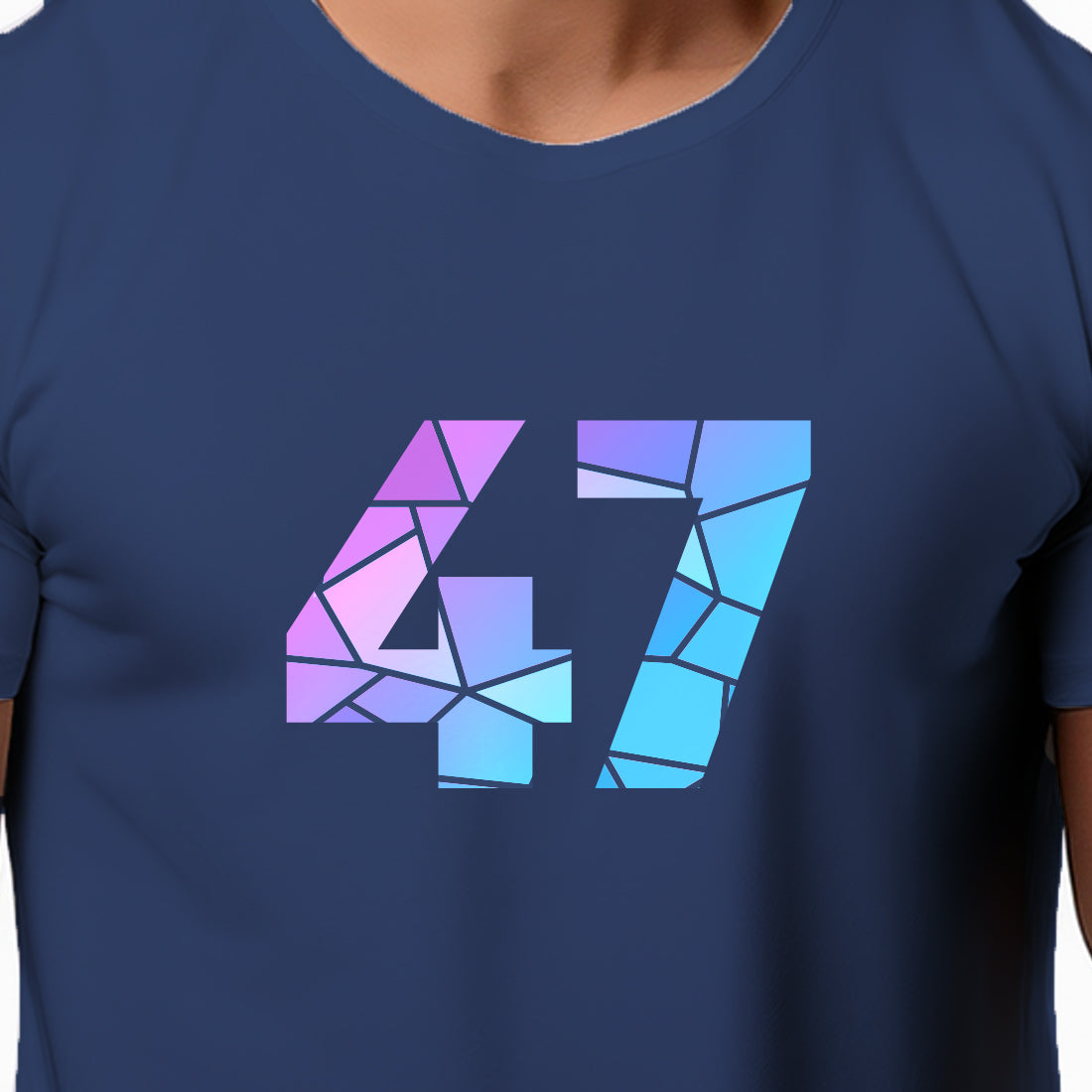 47 Number Men Unisex T-Shirt (Navy Blue)