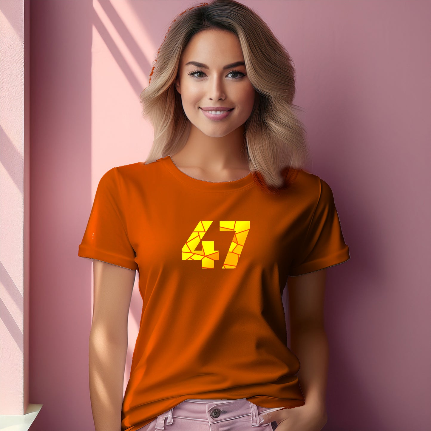 47 Number Women T-Shirt (Orange)