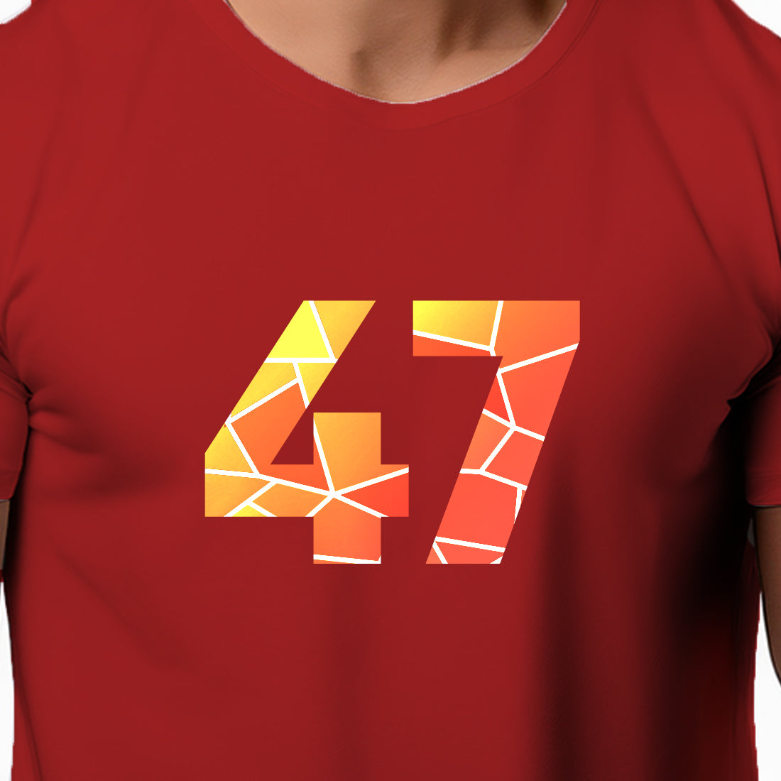 47 Number Men Unisex T-Shirt (Red)