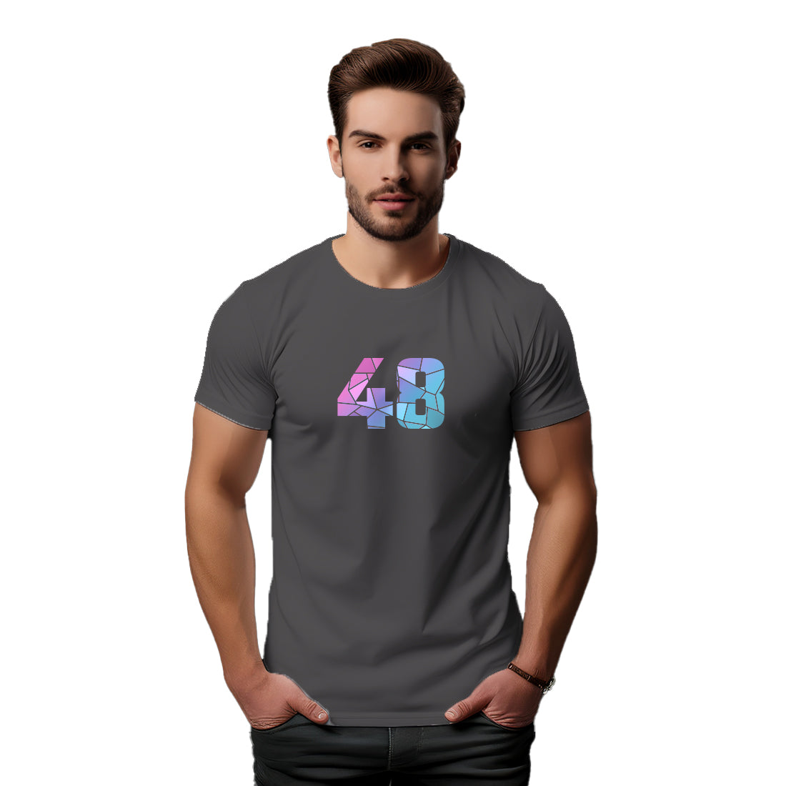 48 Number Men Unisex T-Shirt (Charcoal Grey)