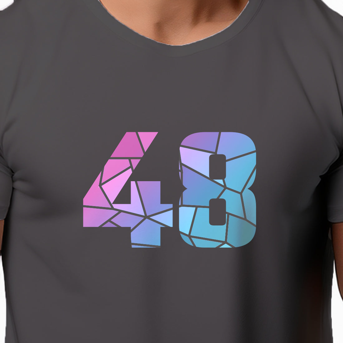 48 Number Men Unisex T-Shirt (Charcoal Grey)