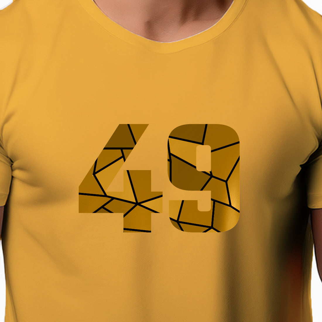 49 Number Men Unisex T-Shirt (Golden Yellow)