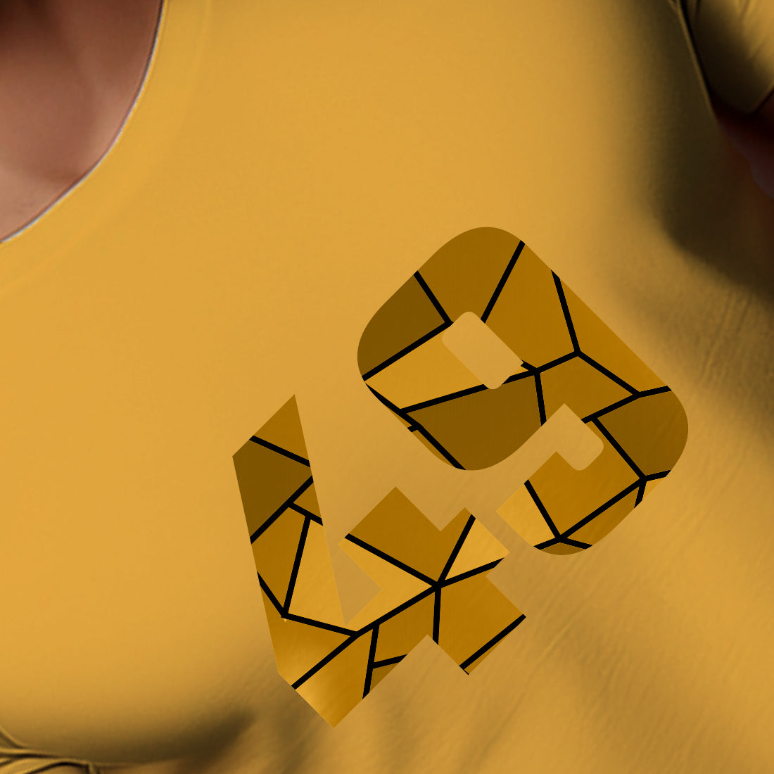 49 Number Men Unisex T-Shirt (Golden Yellow)