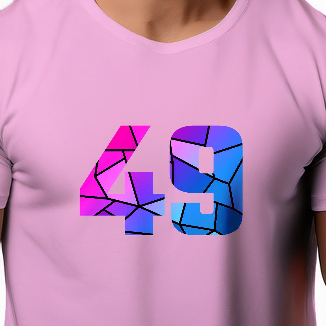 49 Number Men Unisex T-Shirt (Light Pink)