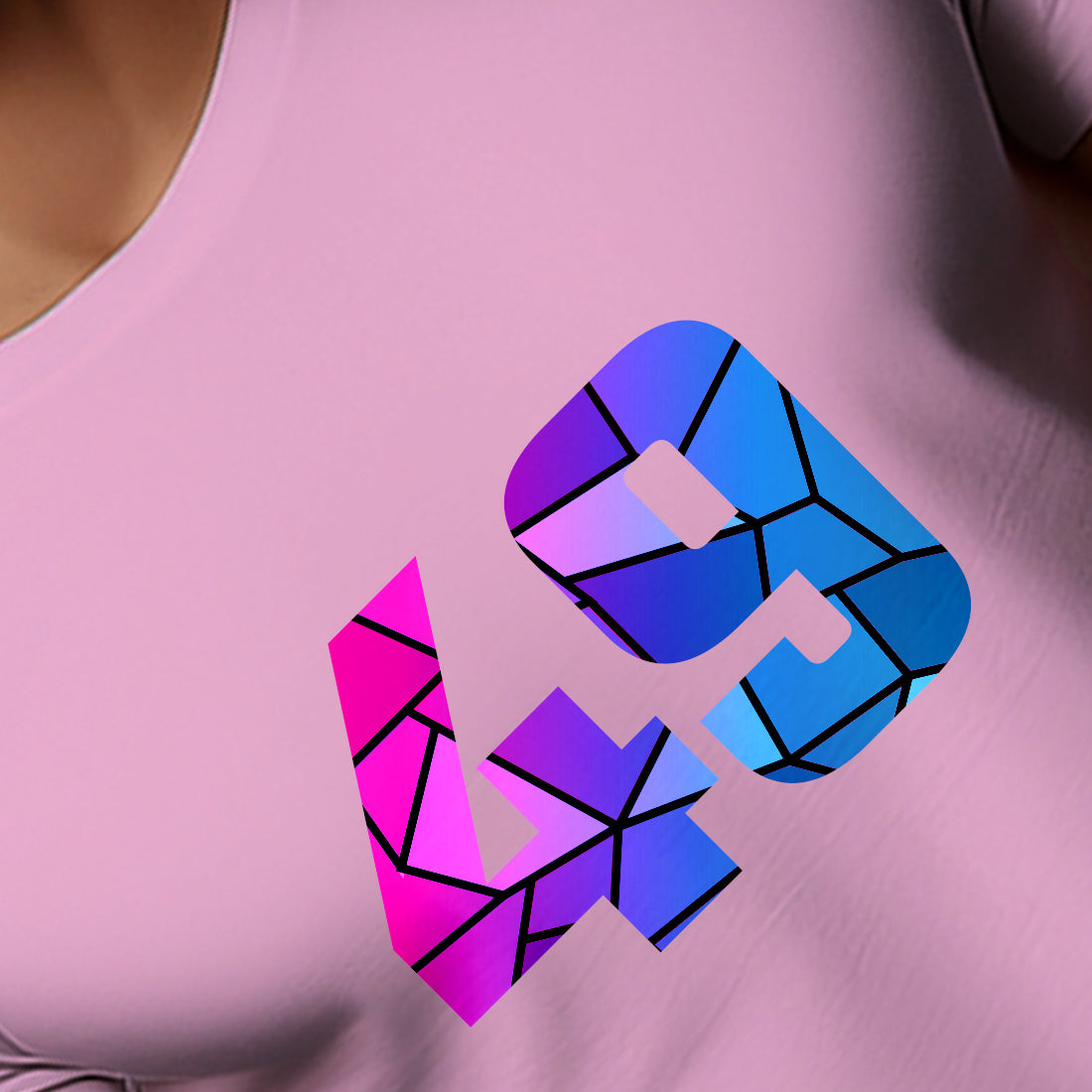 49 Number Men Unisex T-Shirt (Light Pink)