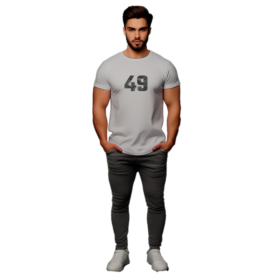 49 Number Men Unisex T-Shirt (Melange Grey)