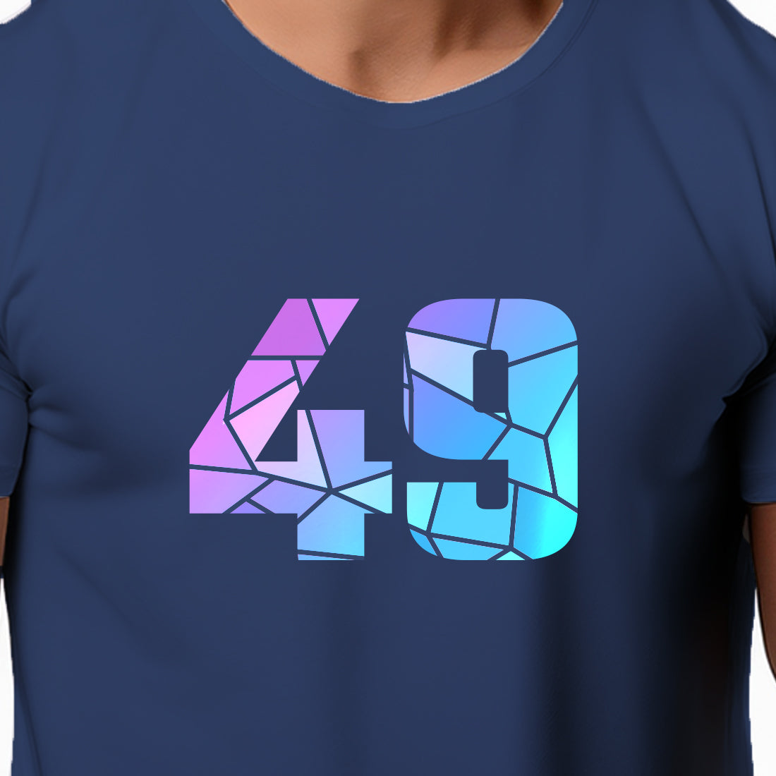 49 Number Men Unisex T-Shirt (Navy Blue)