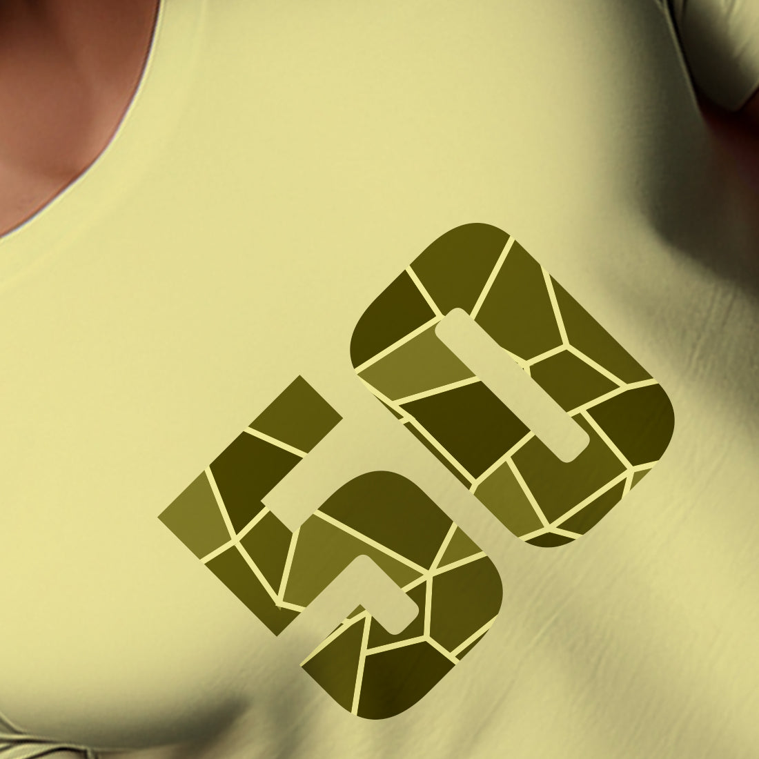 50 Number Men Unisex T-Shirt (Butter Yellow)