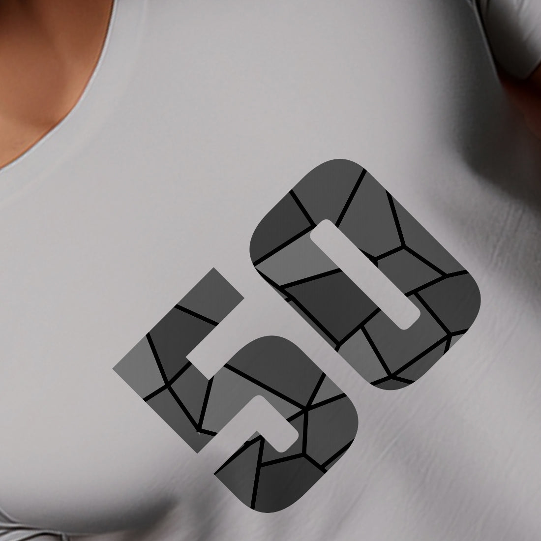 50 Number Men Unisex T-Shirt (Melange Grey)