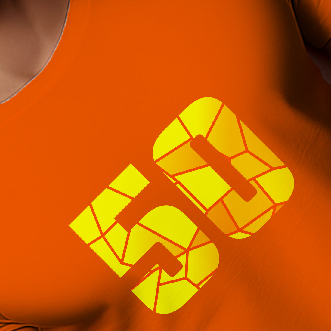 50 Number Men Unisex T-Shirt (Orange)