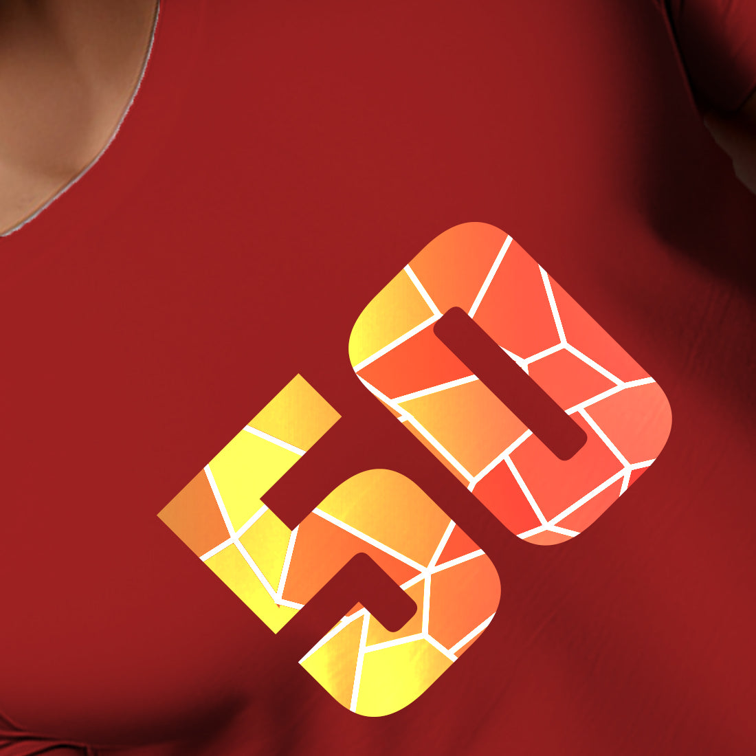 50 Number Men Unisex T-Shirt (Red)