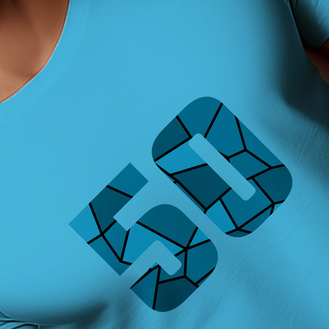 50 Number Men Unisex T-Shirt (Sky Blue)