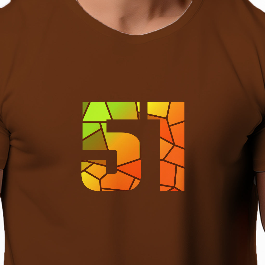 51 Number Men Unisex T-Shirt (Brown)