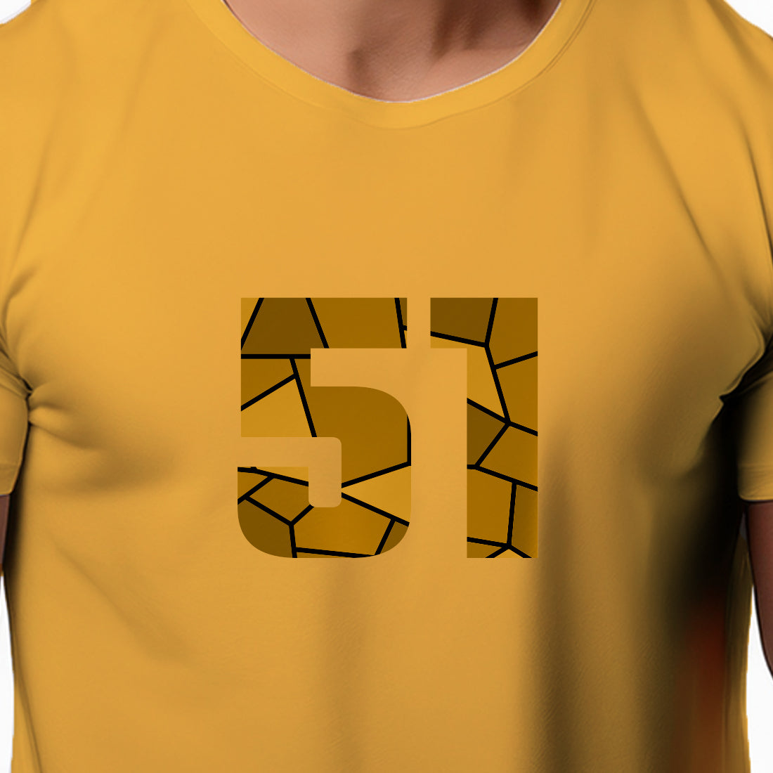 51 Number Men Unisex T-Shirt (Golden Yellow)