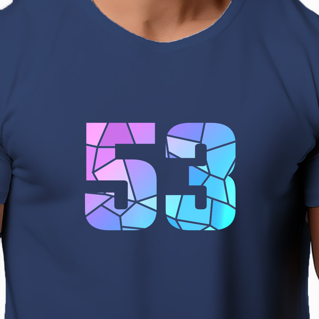 53 Number Men Unisex T-Shirt (Navy Blue)