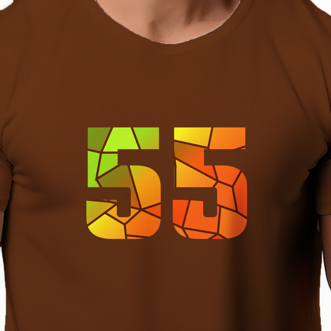 55 Number Men Unisex T-Shirt (Brown)