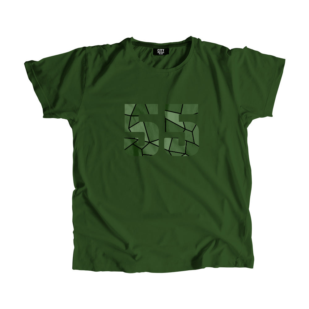 55 Number Men Unisex T-Shirt (Olive Green)