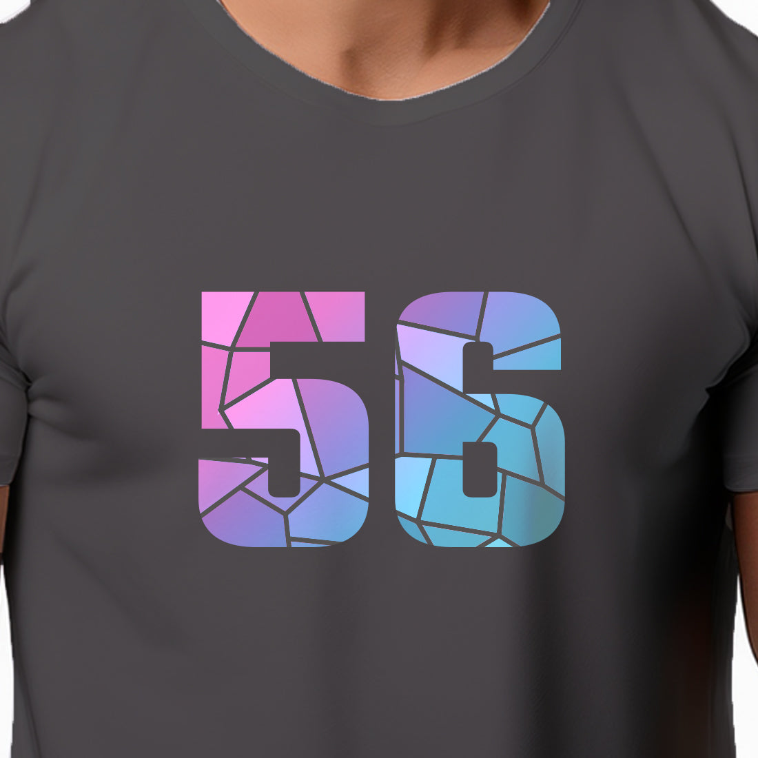 56 Number Men Unisex T-Shirt (Charcoal Grey)