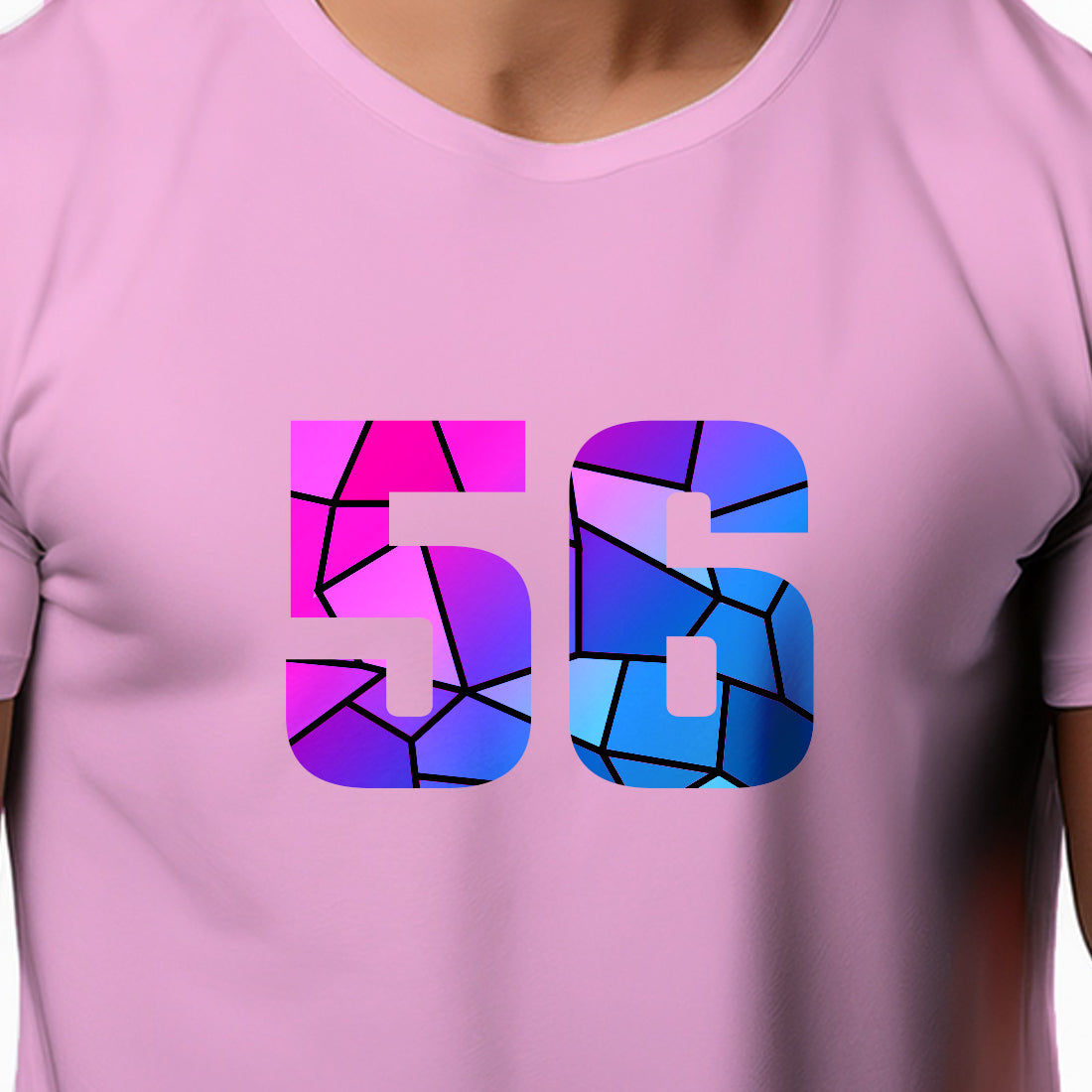 56 Number Men Unisex T-Shirt (Light Pink)