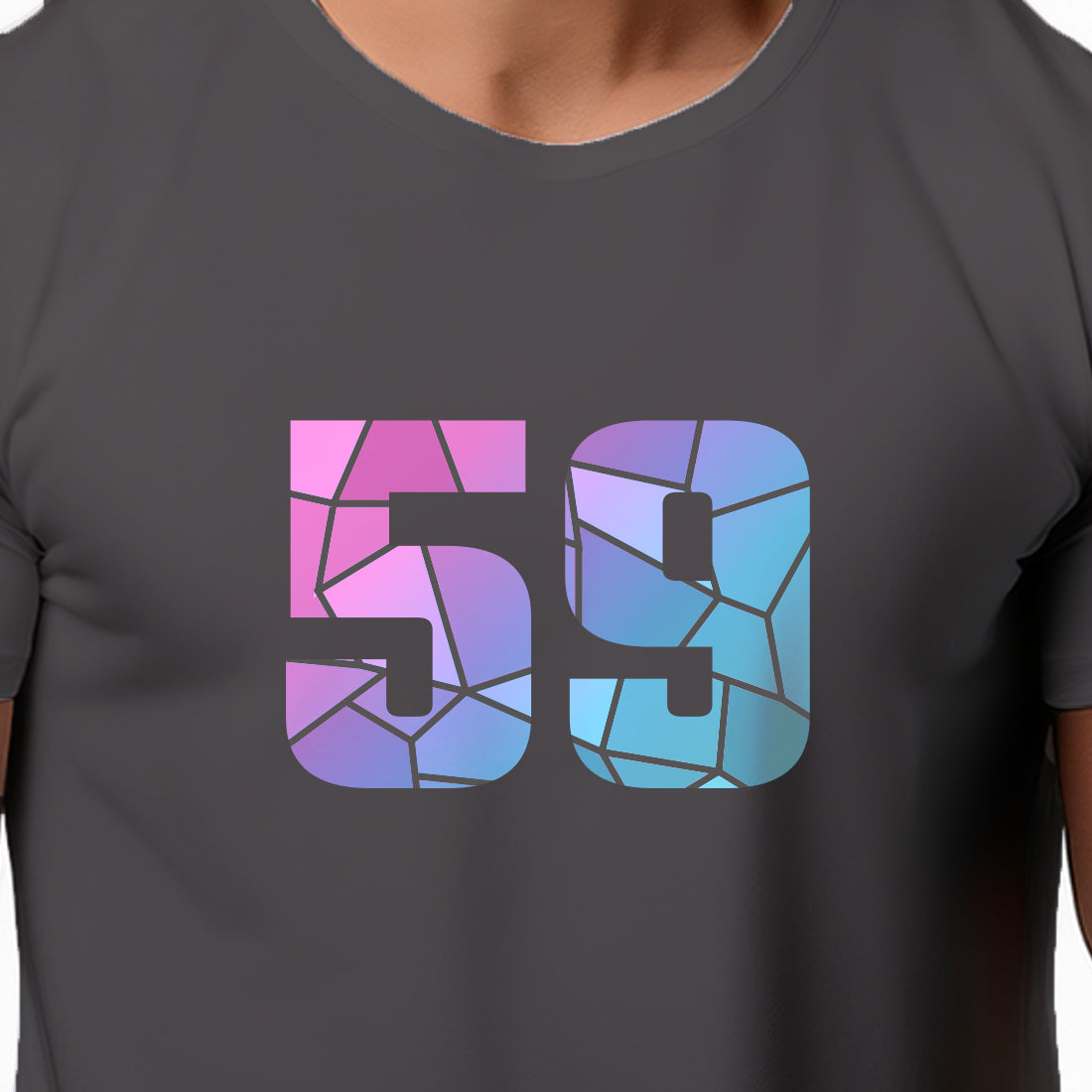 59 Number Men Unisex T-Shirt (Charcoal Grey)