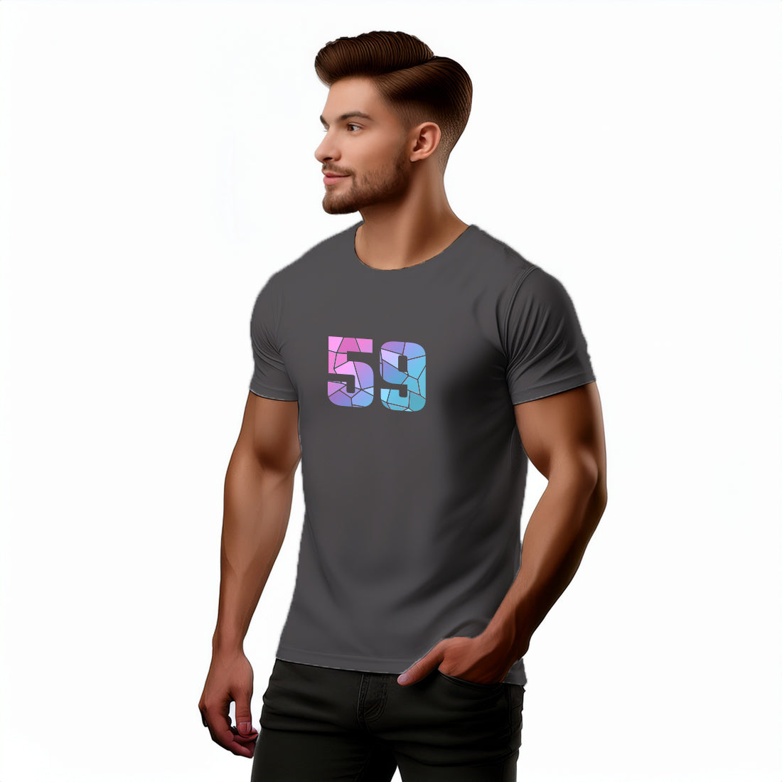59 Number Men Unisex T-Shirt (Charcoal Grey)