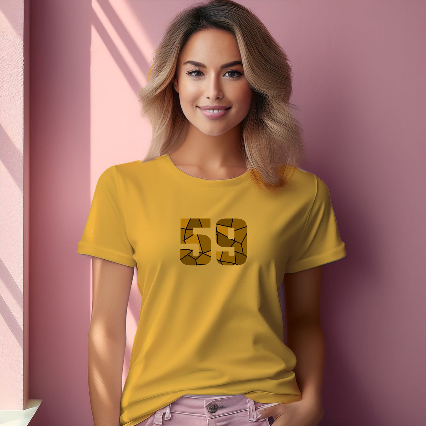 59 Number Women T-Shirt (Golden Yellow)