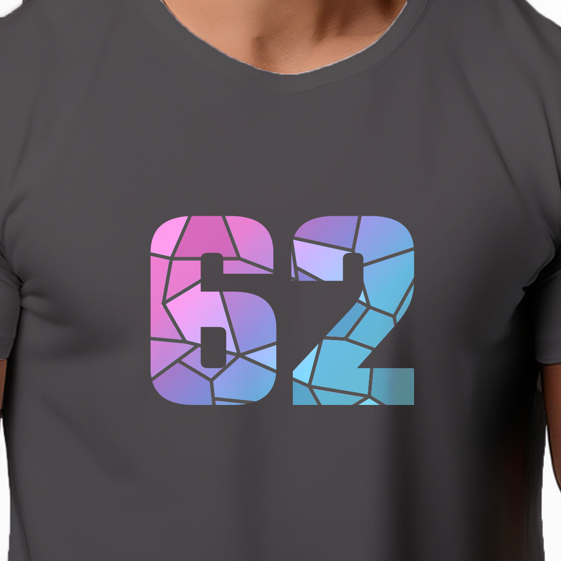 62 Number Men Unisex T-Shirt (Charcoal Grey)