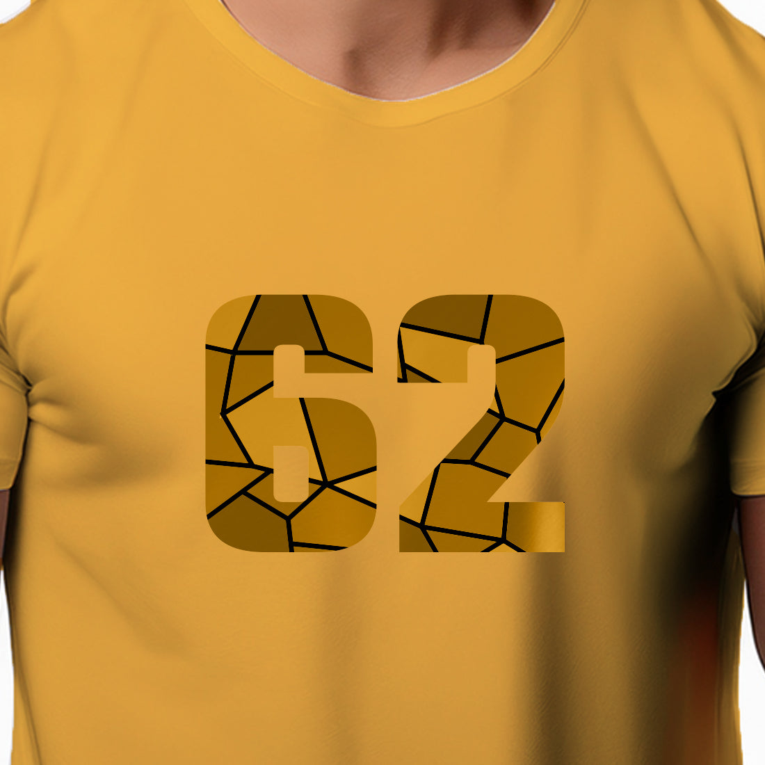 62 Number Men Unisex T-Shirt (Golden Yellow)