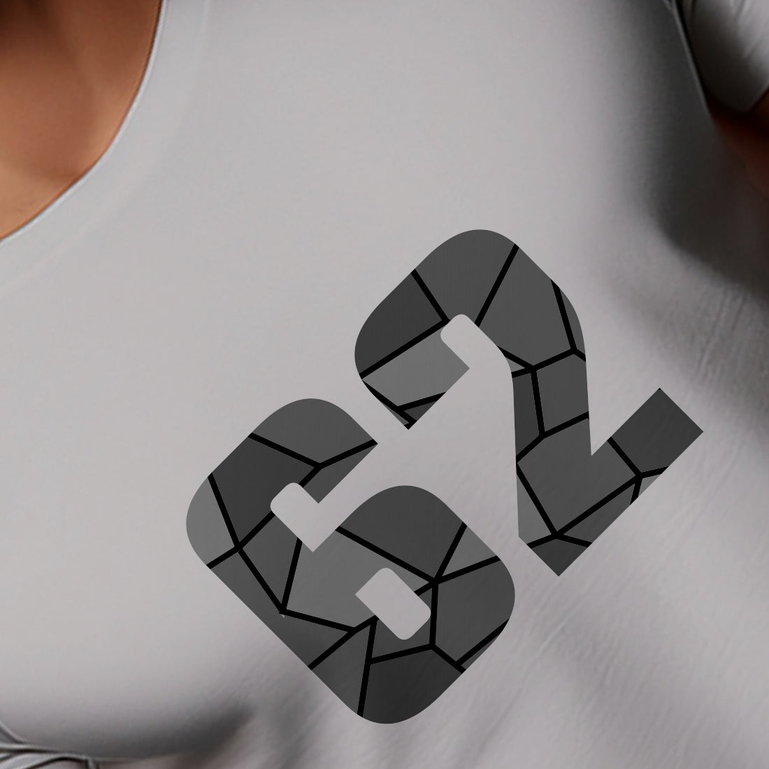 62 Number Men Unisex T-Shirt (Melange Grey)